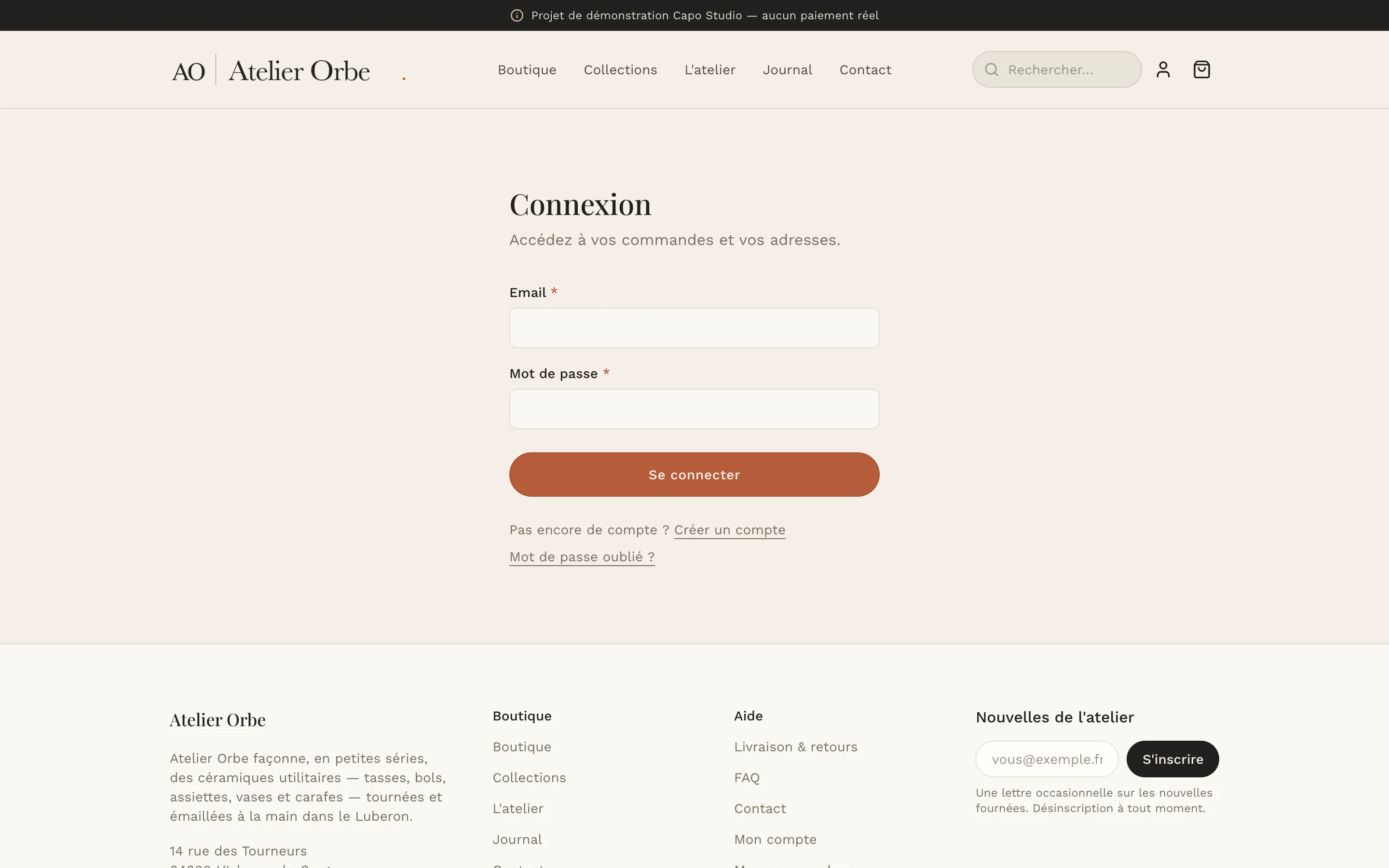 Capture d'écran réelle de la page de connexion administrateur, adossée à une base Supabase réelle