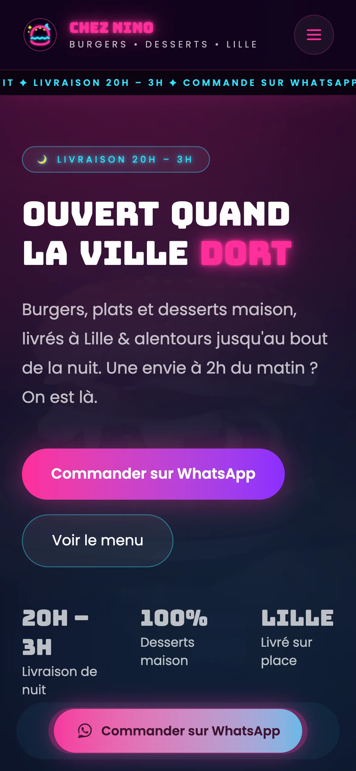 Capture d'écran réelle de la page d'accueil en mobile