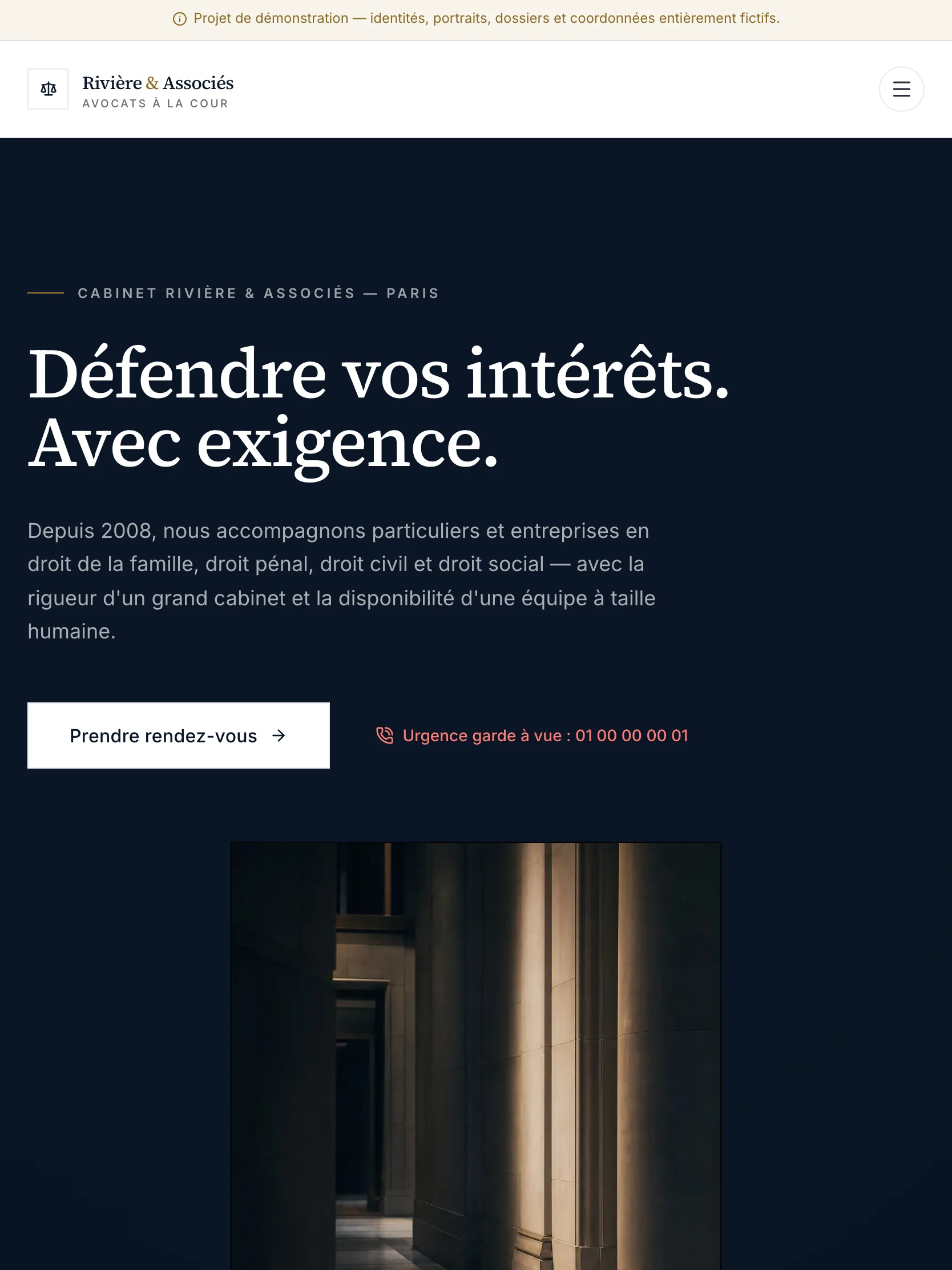 Capture d'écran de la page d'accueil en tablette