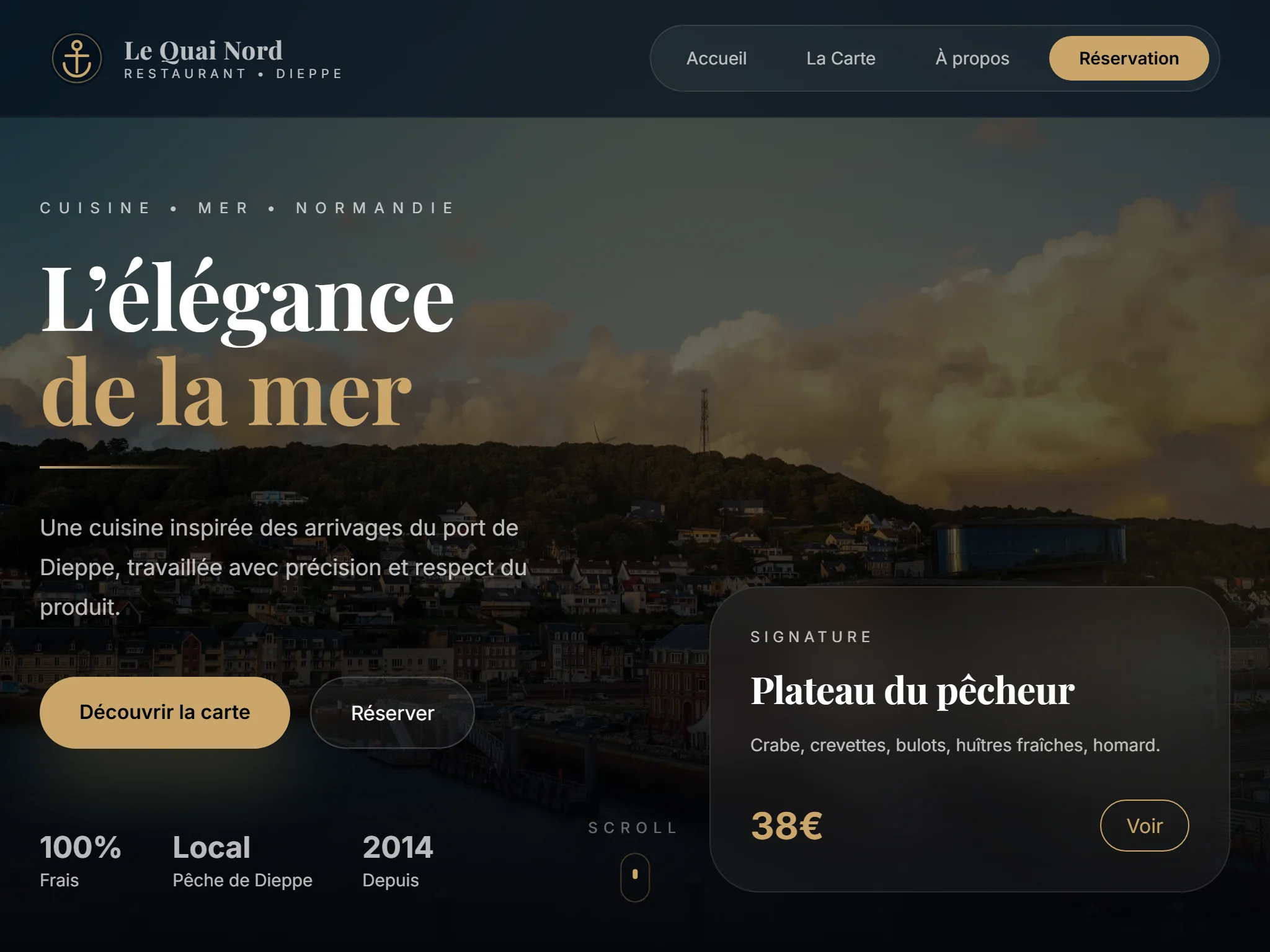Capture d'écran de la page d'accueil en tablette