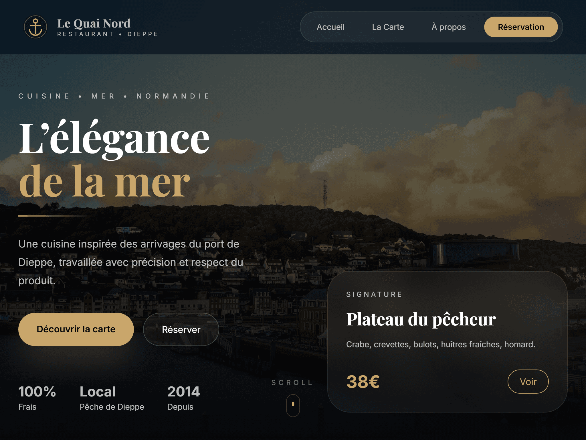 Capture d'écran de la page d'accueil en tablette