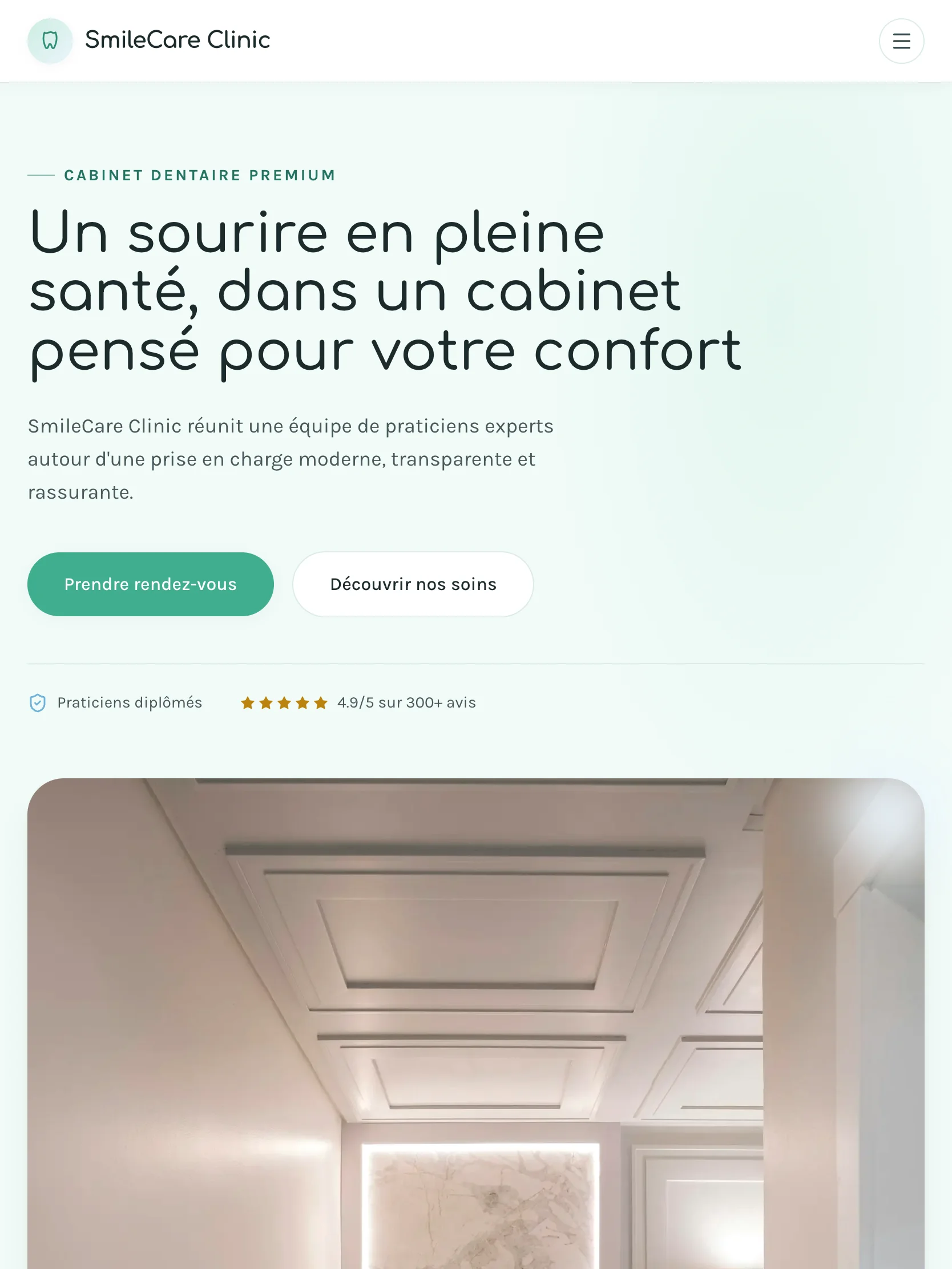Capture d'écran de la page d'accueil en tablette