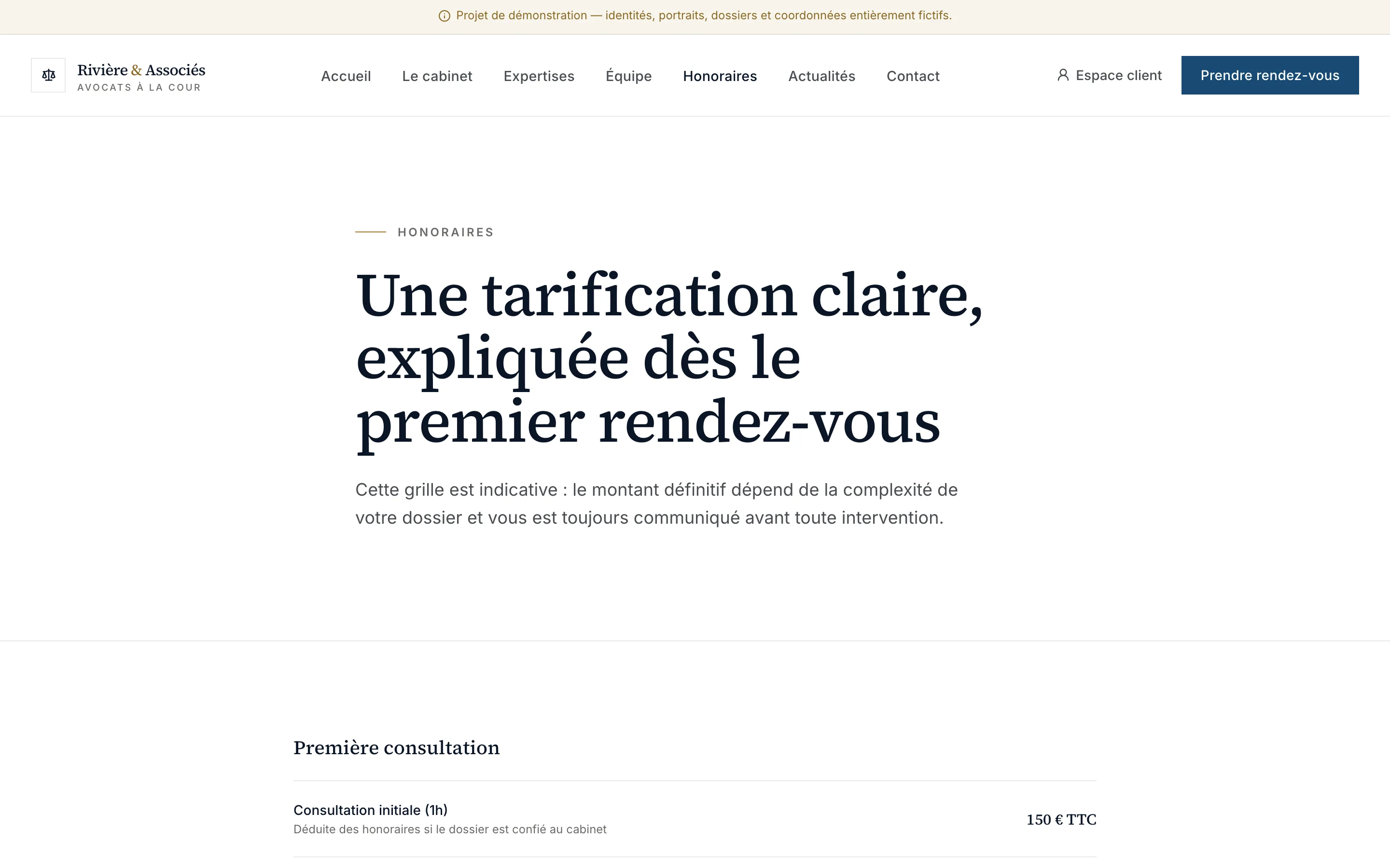 Capture d'écran de la page Une tarification expliquée, pas cachée
