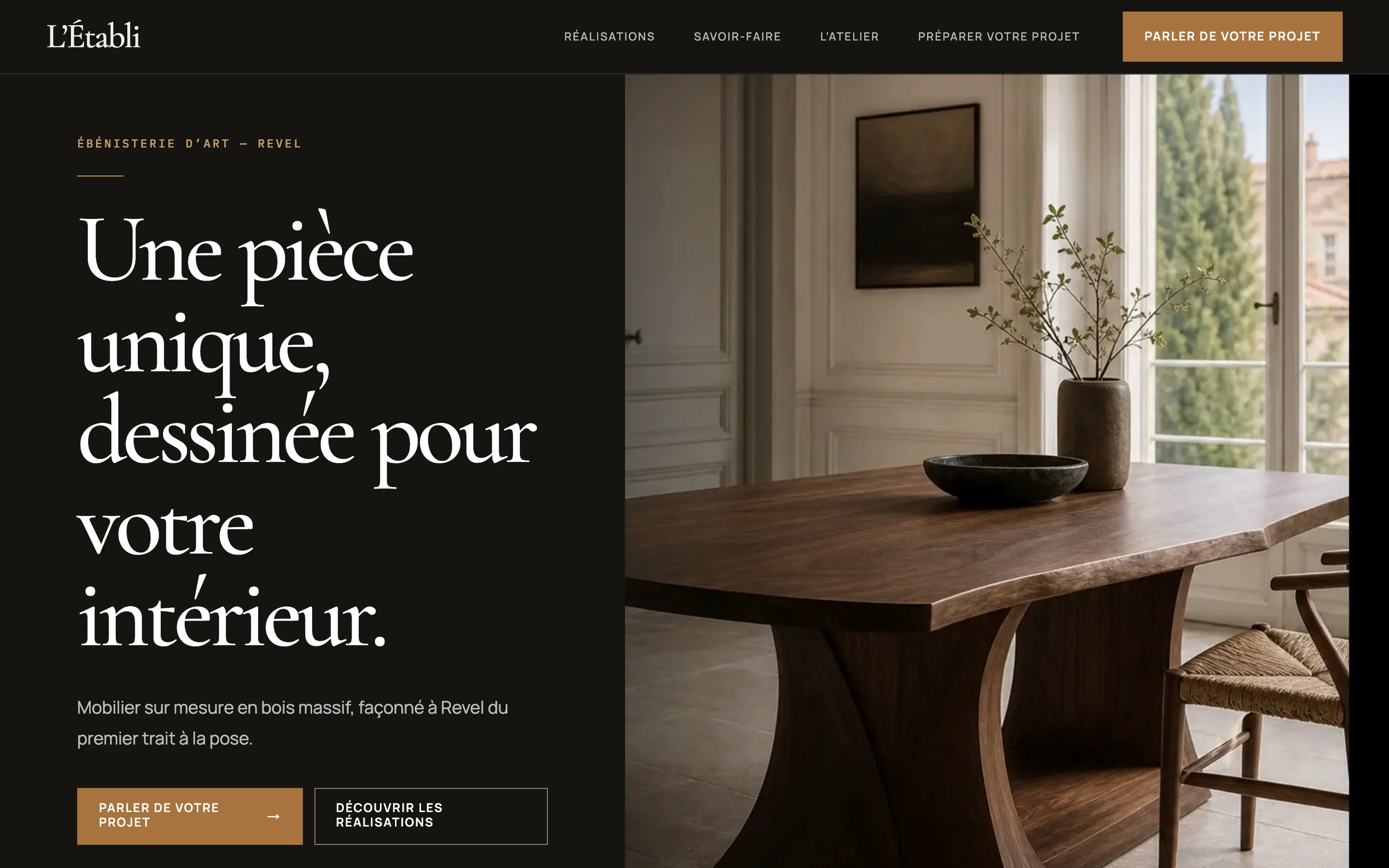 Page d'accueil du projet L'Établi